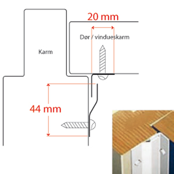 Dør/vinduessikring   BG C-profil for indadg. døre, Rustfri