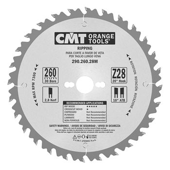 CMT rundsavklinge 260x2,8x30mm Z28 W