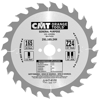 CMT rundsavklinge 165x2,2x20mm Z24 W