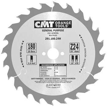 CMT rundsavklinge 180x2,6x20mm Z24 W