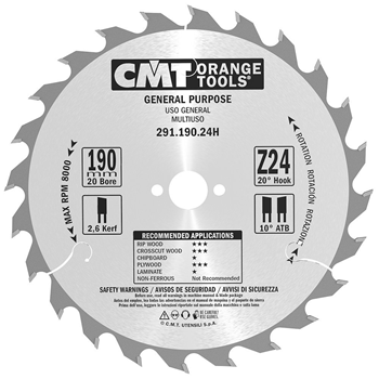 CMT rundsavklinge 190x2,6x20mm Z24 W