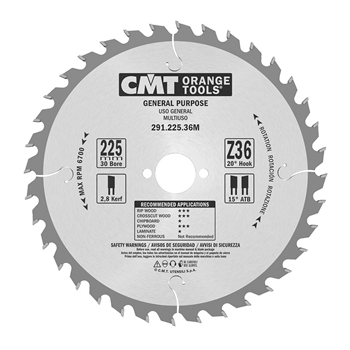 CMT rundsavklinge 225x2,8x30mm Z36 W