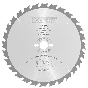 CMT rundsavklinge 315x3,2x30mm Z28 WB