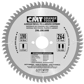 CMT rundsavklinge 190x2,8x30mm Z64 NE NEG