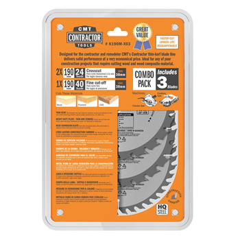 CMT rundsavklingesæt 190x30mm Z24-24-40 W C