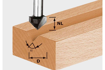 Festool V-notfræser HS S8 D14/7/90°