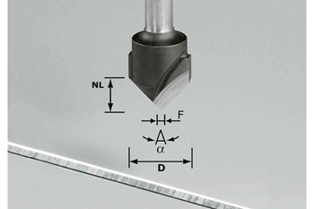 Festool V-notfræser HW S8 D18-90°/Alu