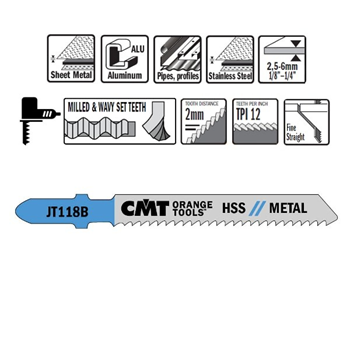 CMT stiksavklinge T118B (5 stk) 92mm metal 3-6mm